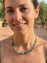 Mariposa Necklace Green-Green Onyx and Aventurine with Peridot