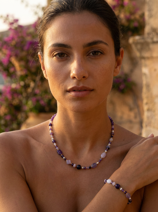 Mariposa Necklace Purple-Amethyst, Charite and Kunzite