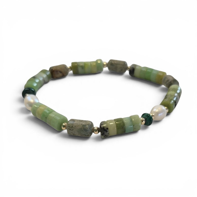 Maris Chrysohase, Jasper, Malachite and Pearl Bracelet