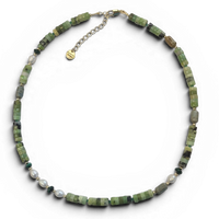 Maris Chrysohase, Jasper, Malachite and Pearl Necklace
