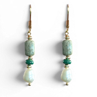 Maris Jasper, Malachite and Pearl Earrings