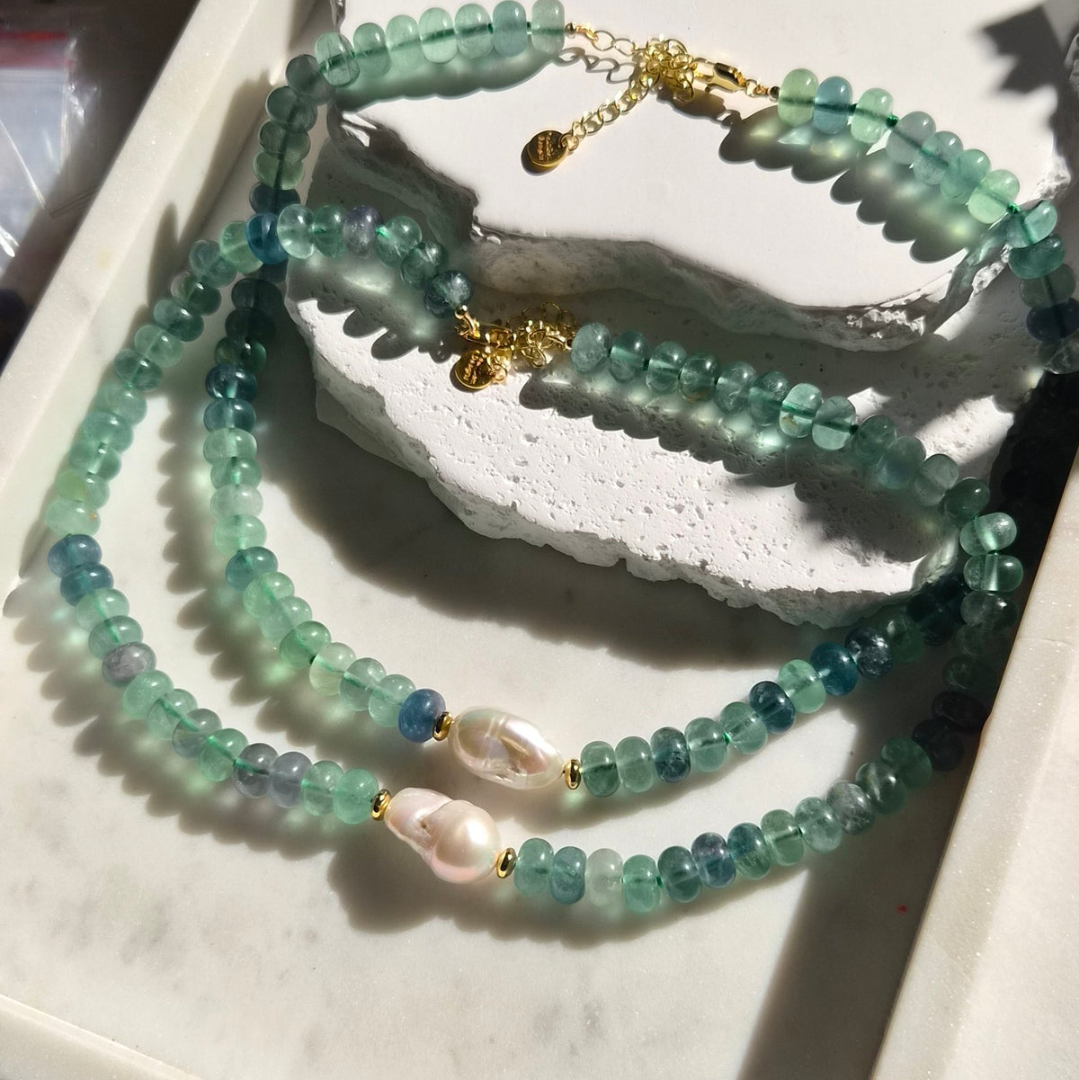 Mermaid Flourite and Pearl Necklace