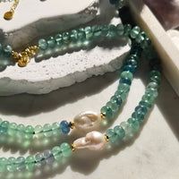Mermaid Flourite and Pearl Necklace