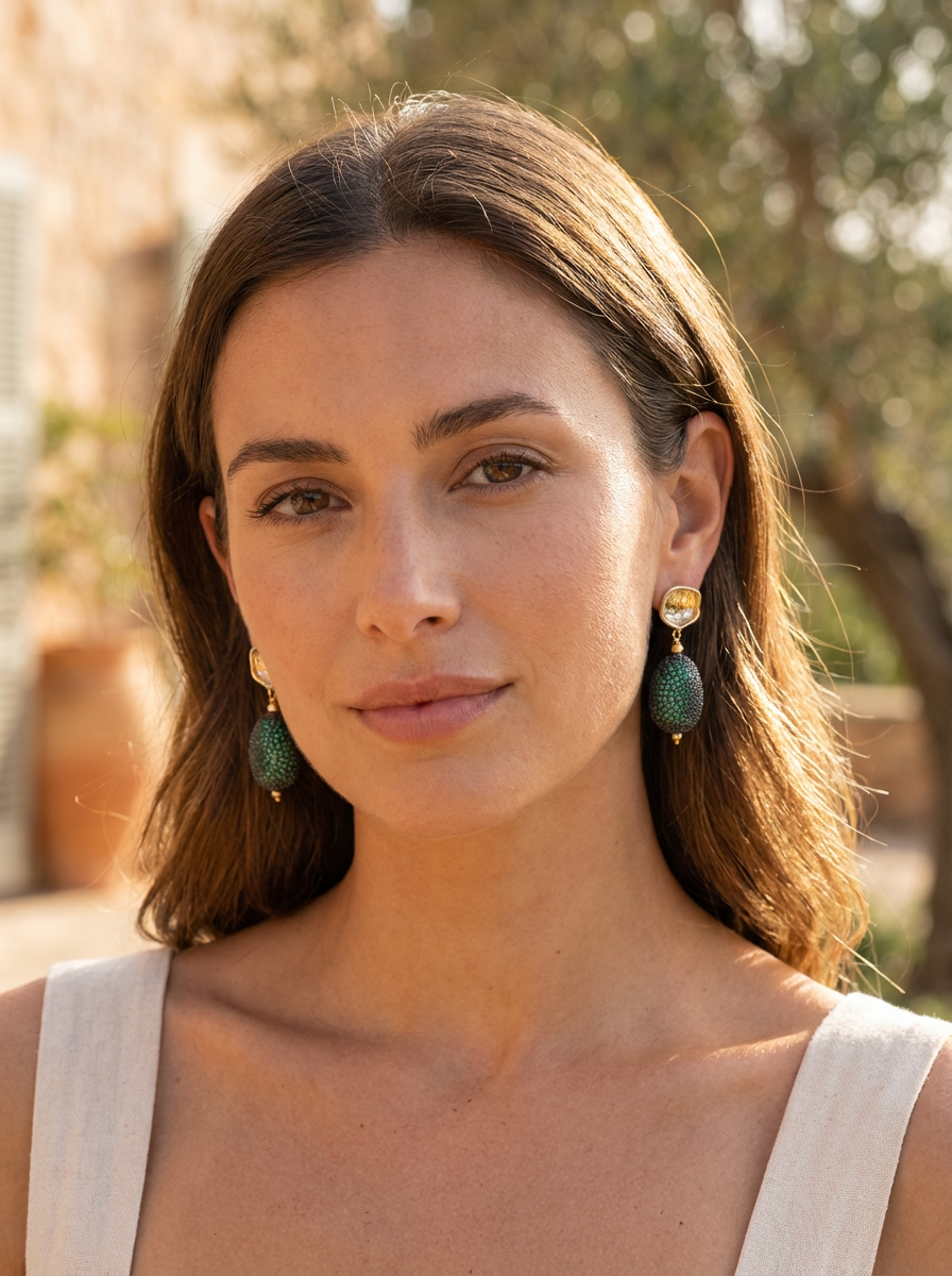 Meteor Shower Earrings Emerald  Eggs