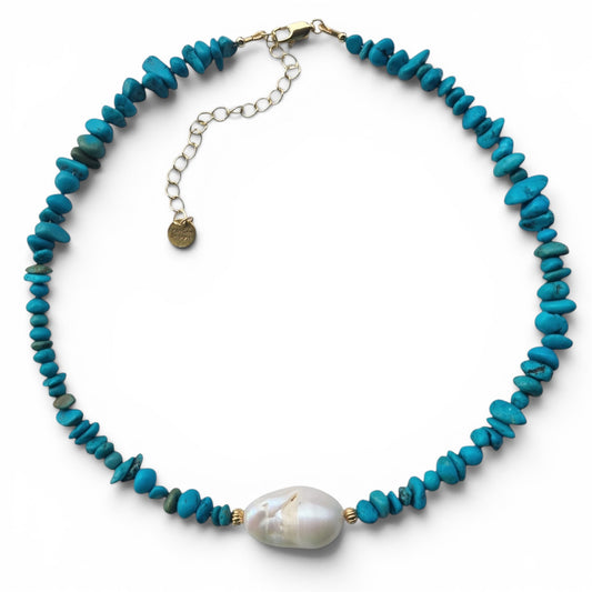 Micki Baroque Pearl and Turquoise necklace
