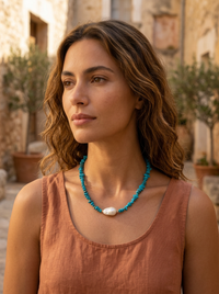 Micki Baroque Pearl and Turquoise necklace