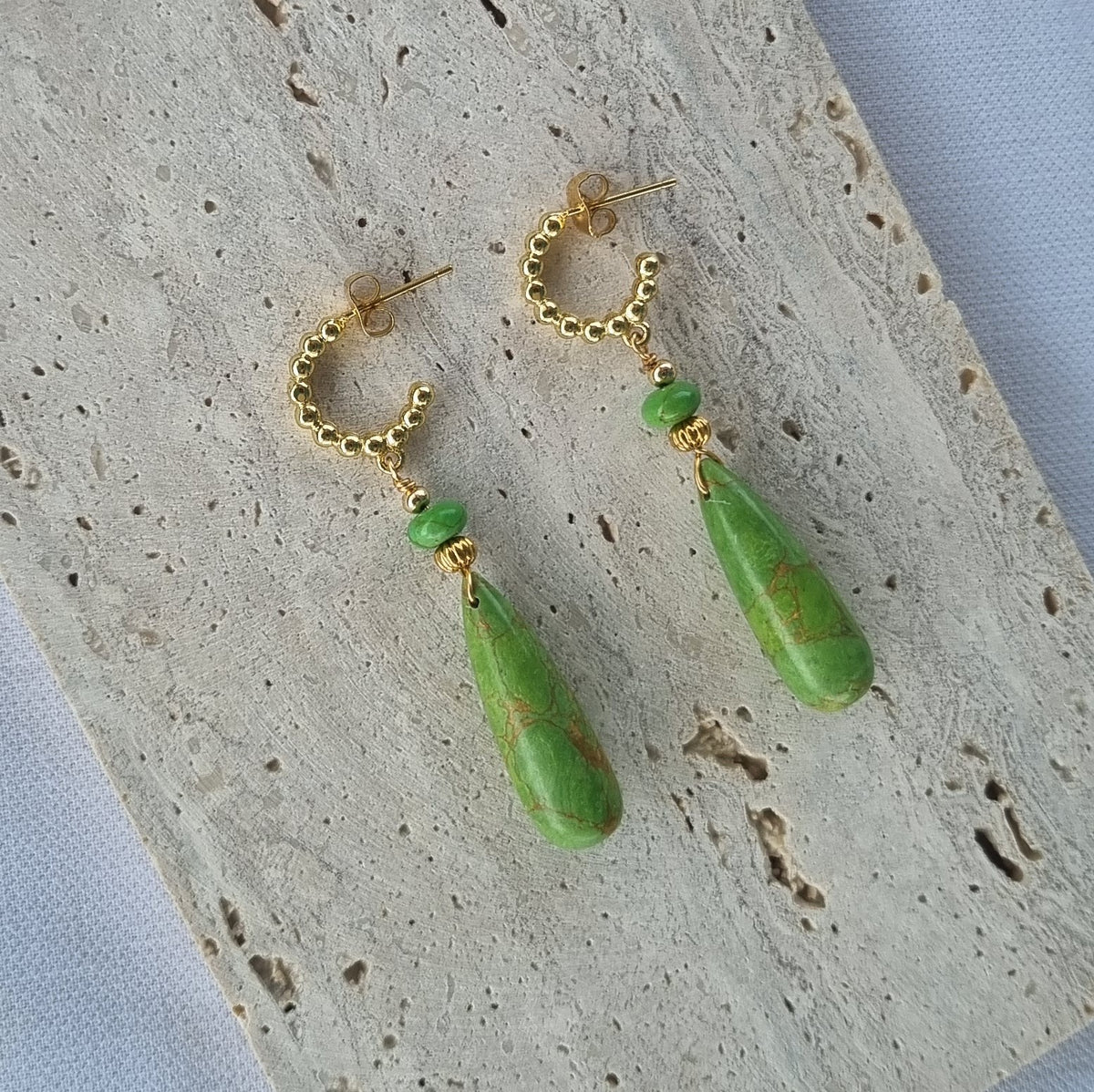 Midori Green Turquoise Hoop Earrings