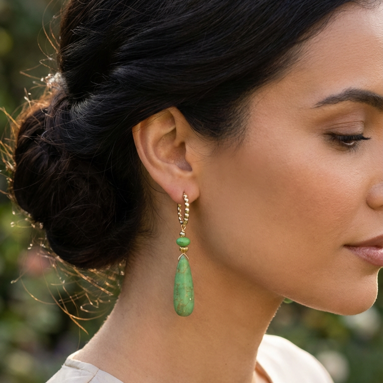 Midori Green Turquoise Hoop Earrings