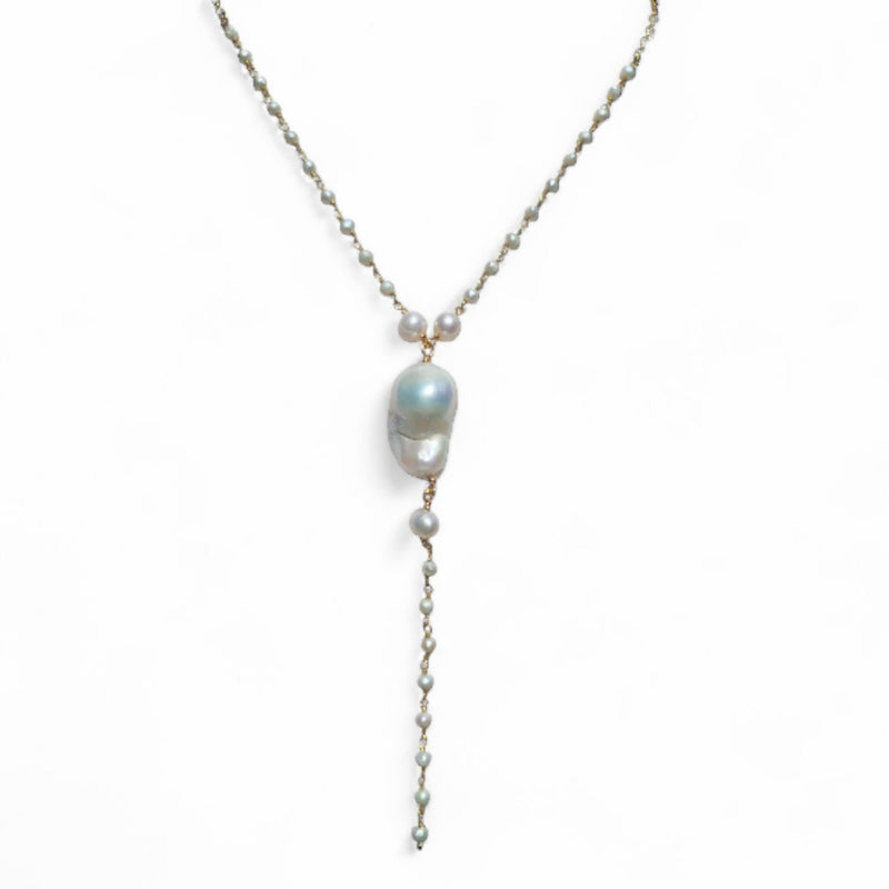 Mira Freshwater Pearl Lariat Necklace