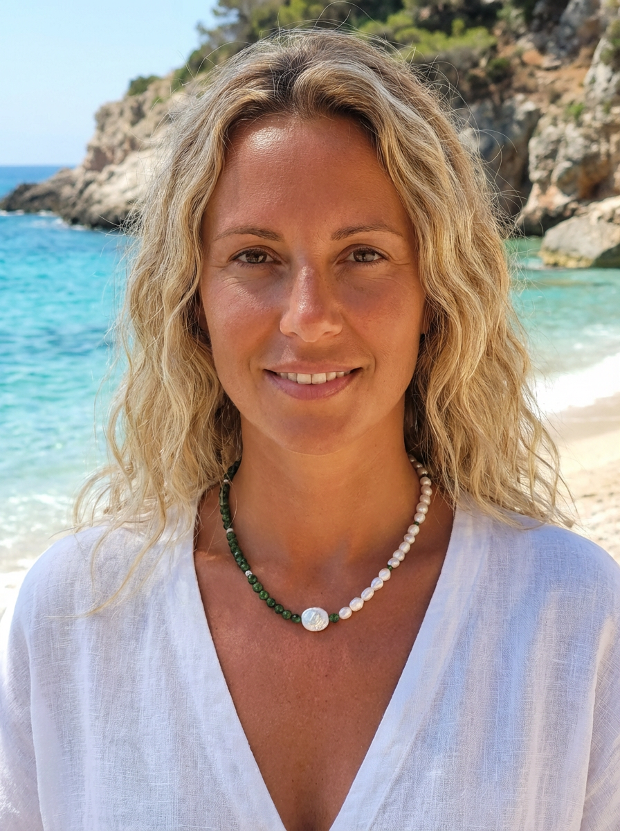 Sierra Freshwater Pearl and Chrome Diopside Necklace