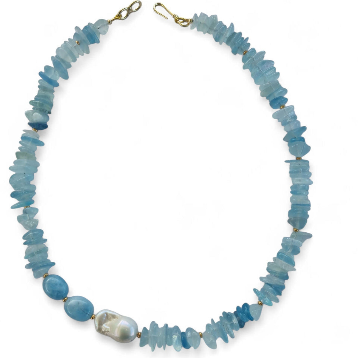 Mood Necklace with Aquamarine and Freshwater Pearl