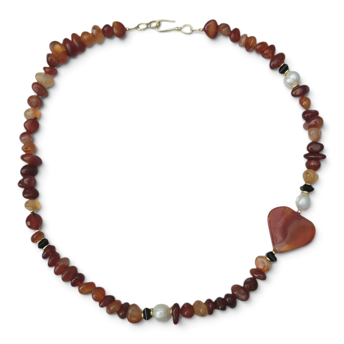 Mood Necklace with Carnelian and Freshwater Pearl