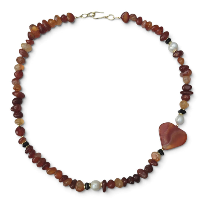 Mood Necklace with Carnelian and Freshwater Pearl