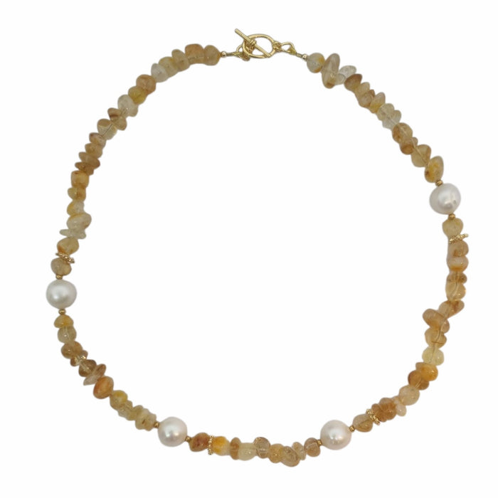 Mood Necklace with Citrine and Freshwater Pearl