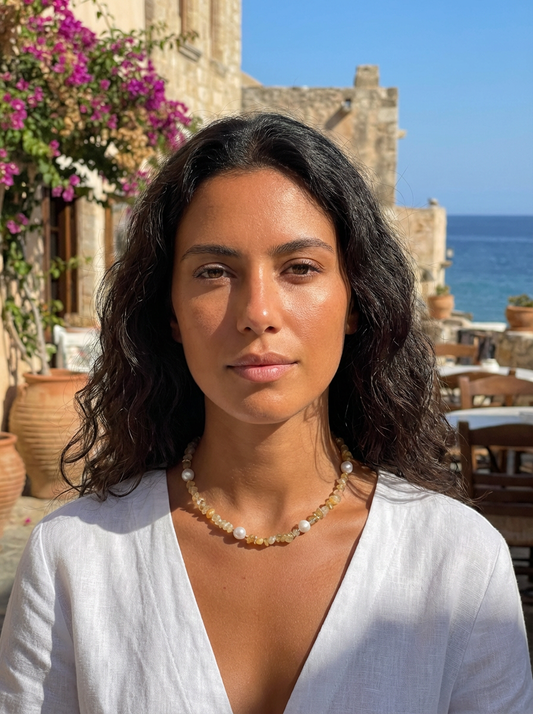 Mood Necklace with Citrine and Freshwater Pearls