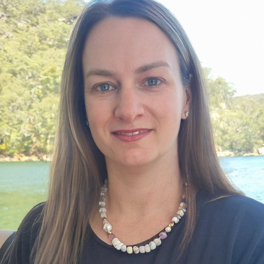 Mood Necklace with Dendritic Opal Amethyst and Freshwater Pearl