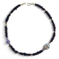 Mood Necklace with Garnet Amethyst and Freshwater Pearl