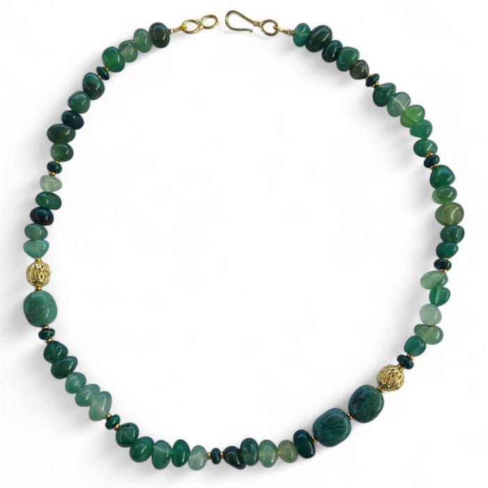Mood Necklace with Green Onyx, Malachite, Chrysocolla 