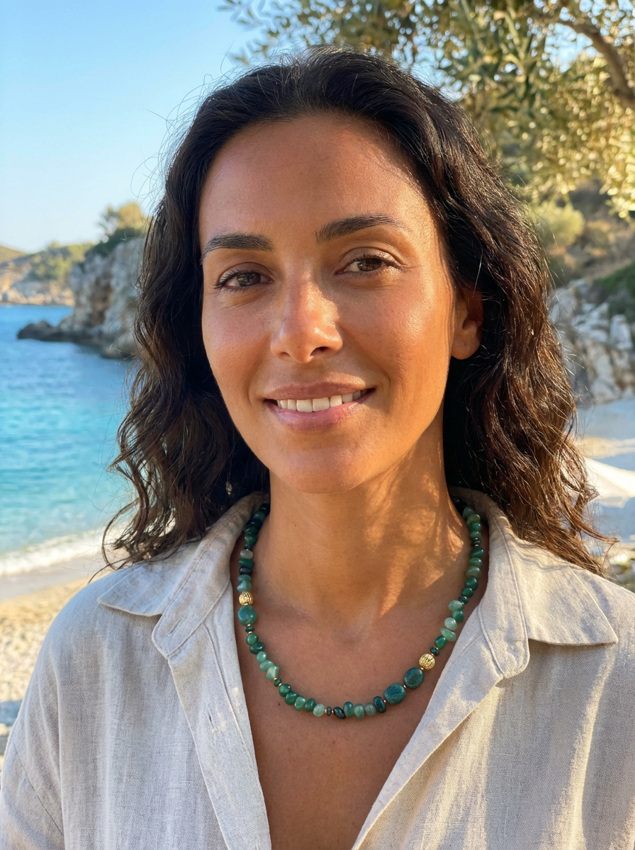 Mood Necklace with Green Onyx, Malachite and Chrysocolla