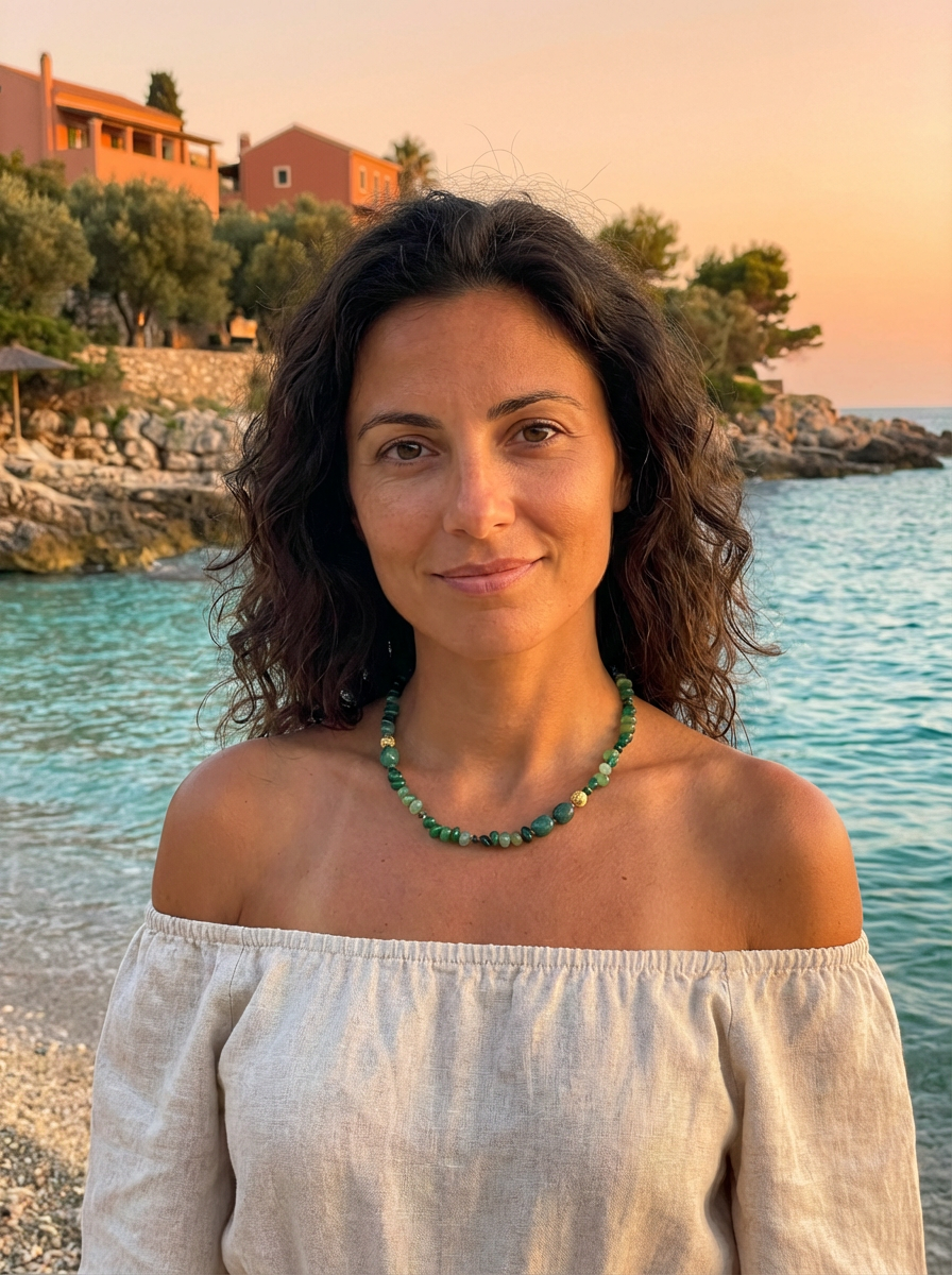 Mood Necklace with Green Onyx, Malachite and Chrysocolla