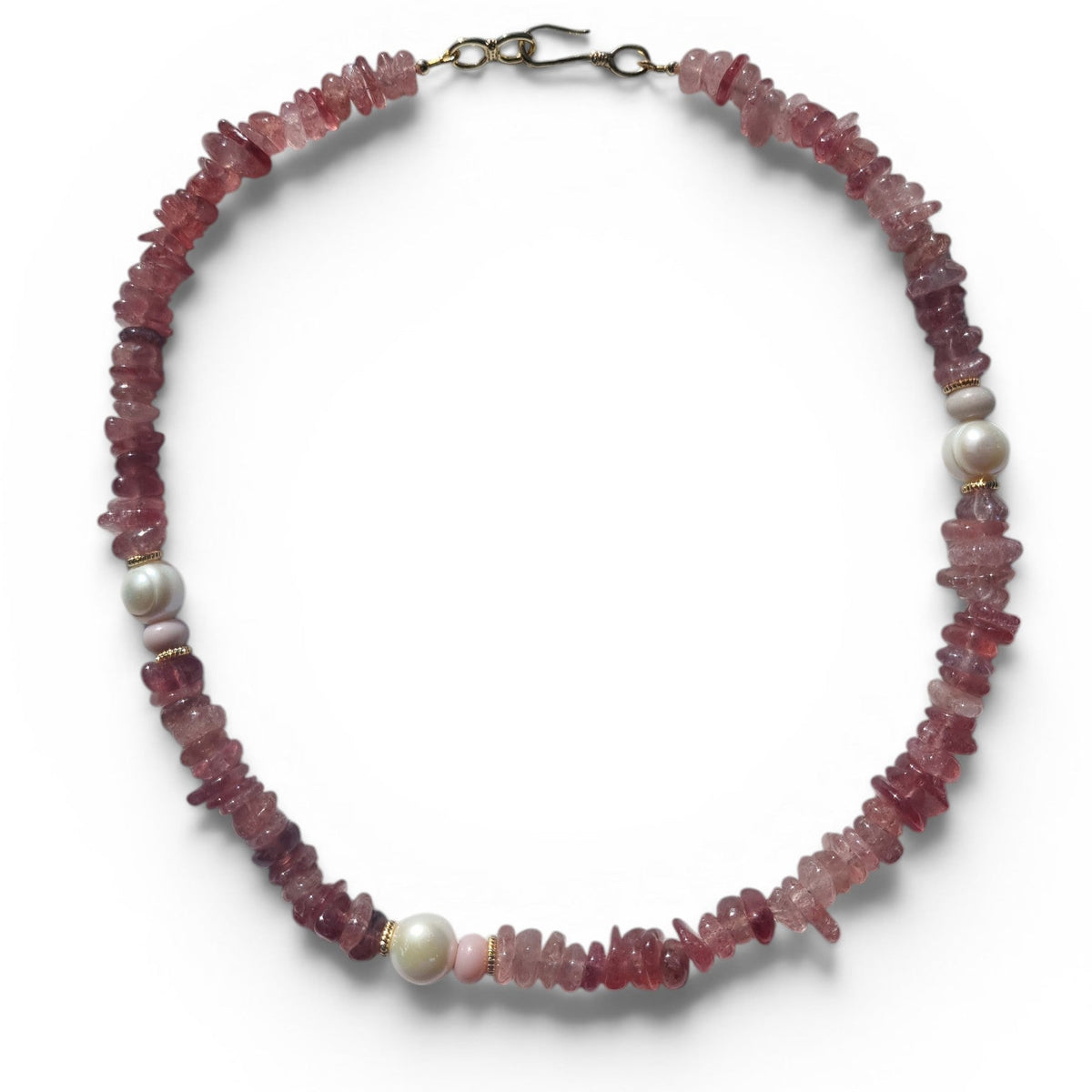 Mood Necklace with Strawberry Quartz, Pink Opal and Freshwater Pearl