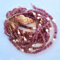 Mood Necklace with Strawberry Quartz, Pink Opal and Freshwater Pearl