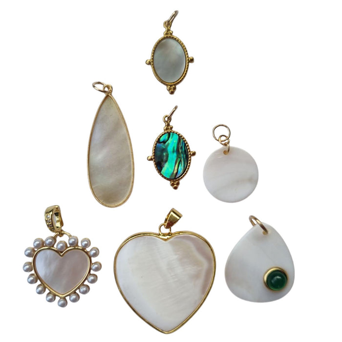 Sage Gemstone Pendants Charms Mother Of Pearl