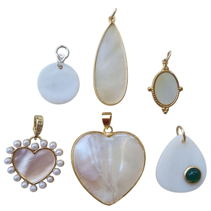 Sage Gemstone Pendants Charms Mother Of Pearl