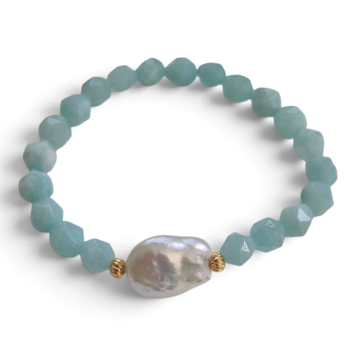 Myanmar Jade and Freshwater Pearl Bracelet