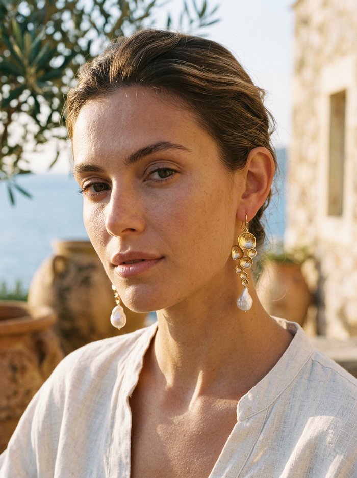 Navigio Multidrop Baroque Freshwater Pearl Earrings