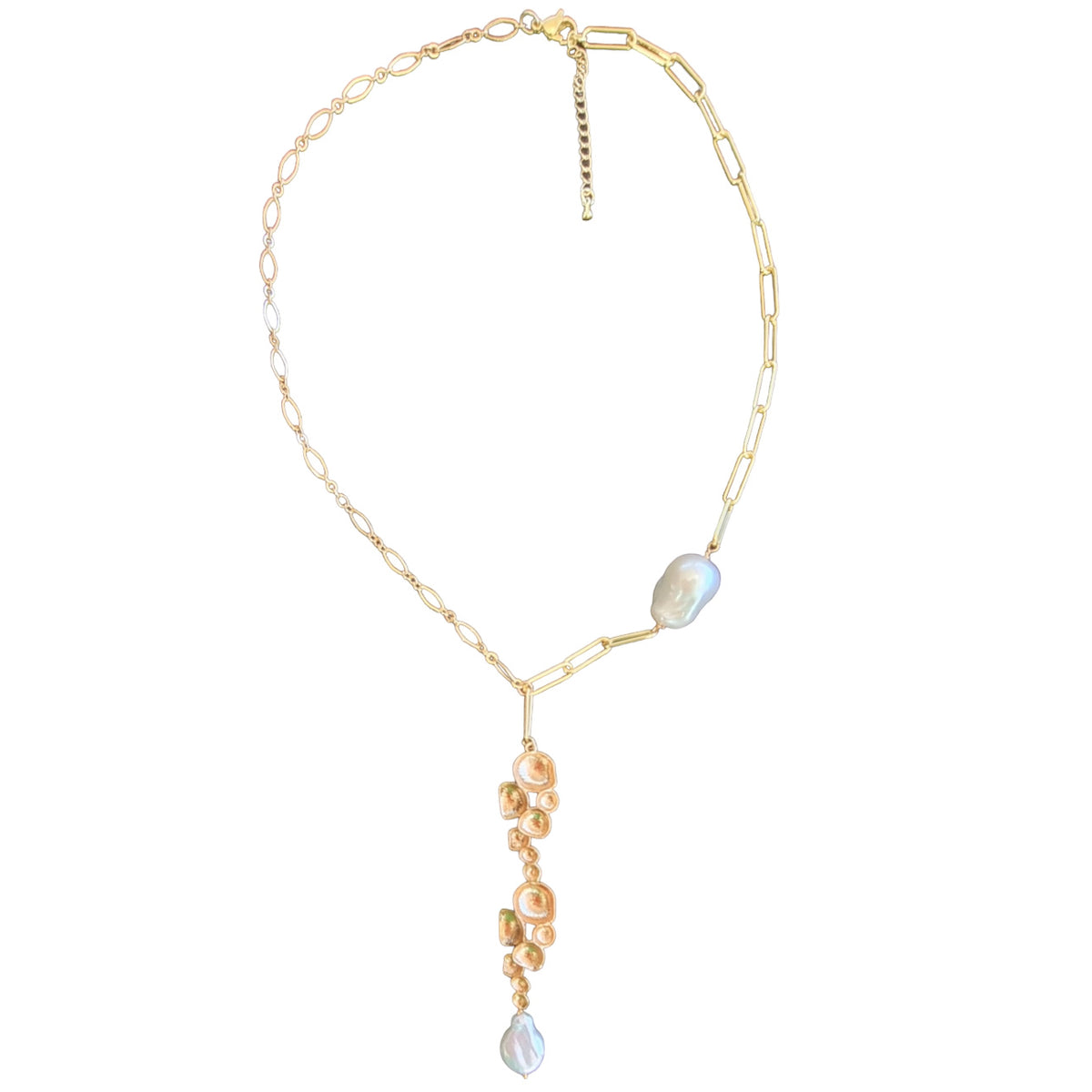 Navigio Paperclip large Baroque Freshwater Pearl Paperclip Chain Necklace