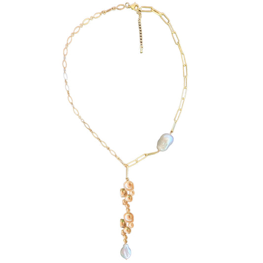 Navigio Paperclip large Baroque Freshwater Pearl Paperclip Chain Necklace