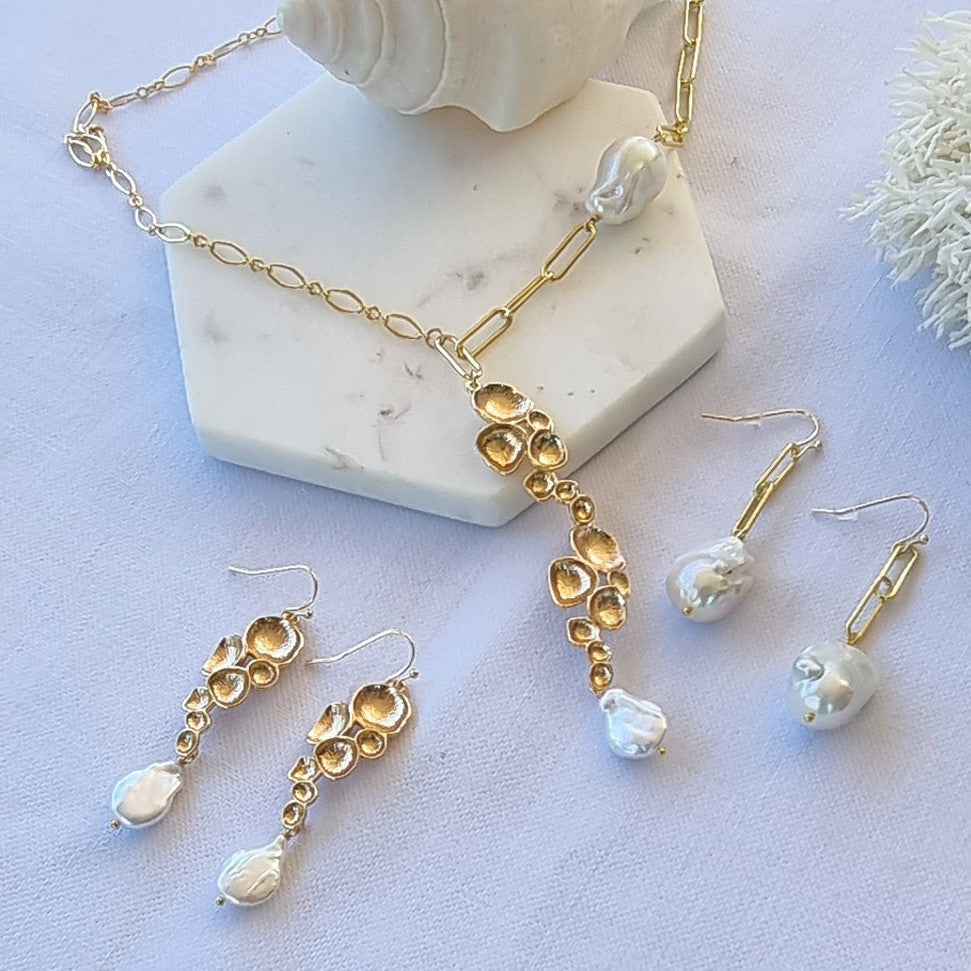 Navigio Paperclip large Baroque Freshwater Pearl Paperclip Chain Necklace