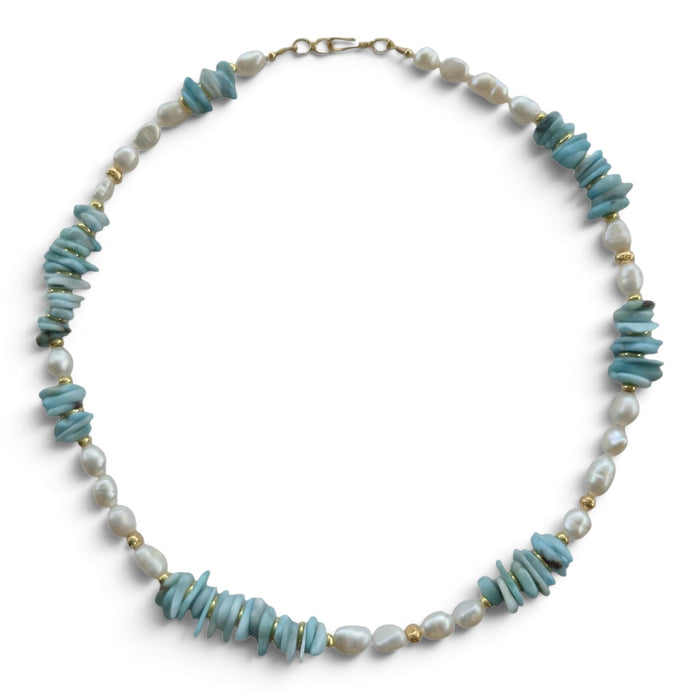 Neravia Larimar and Freshwater Pearl Necklace