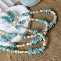 Neravia Larimar and Freshwater Pearl Necklace