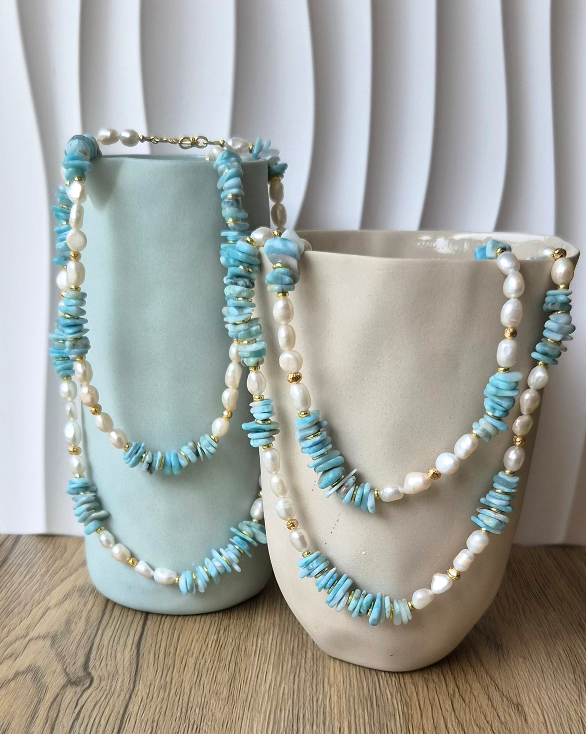 Neravia Larimar and Freshwater Pearl Necklace