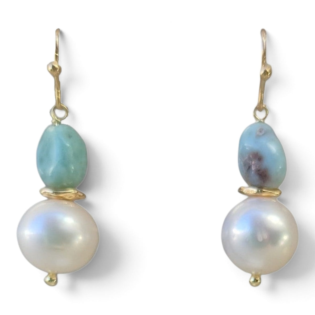 Nerissa Larimar and Pearl Earrings