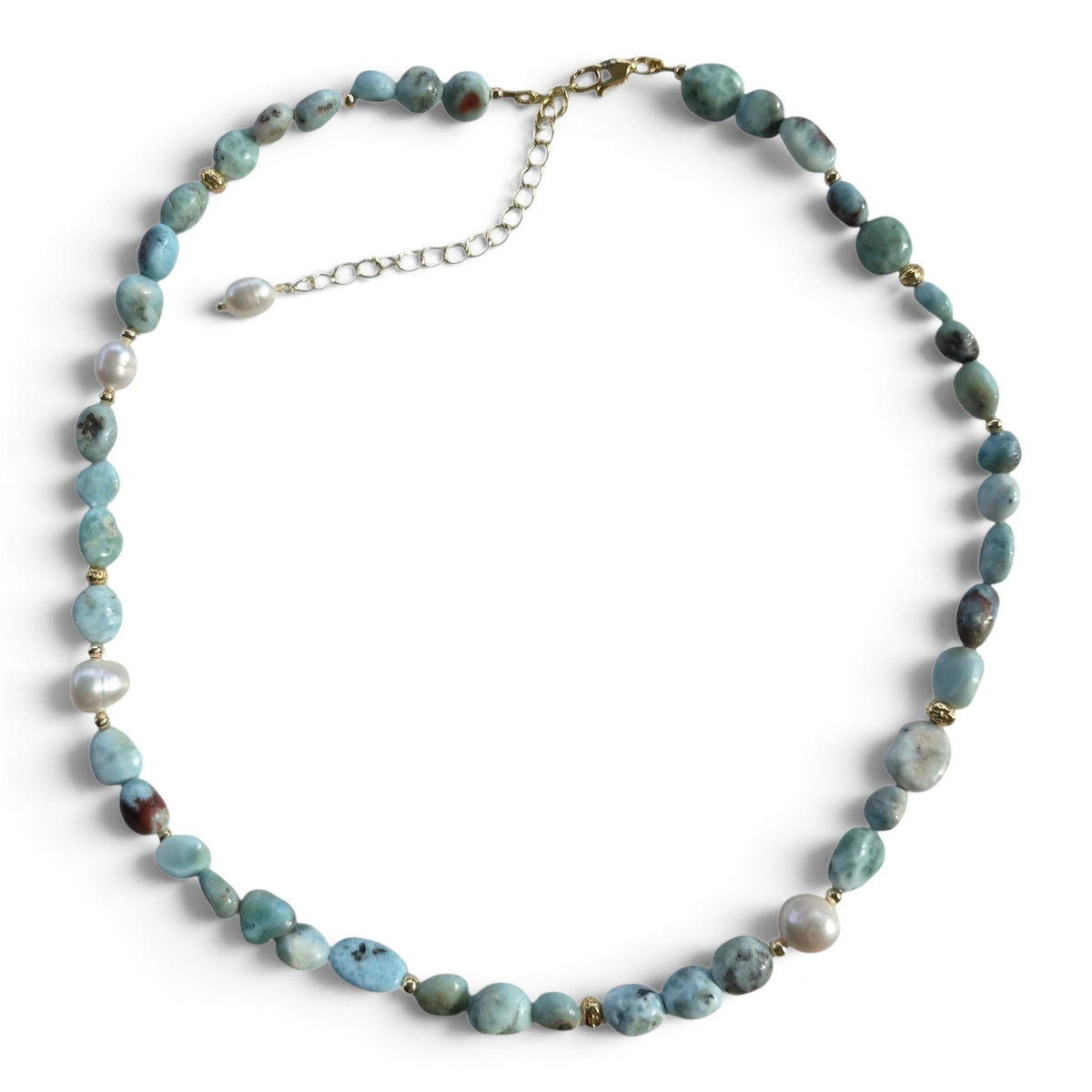 Nerissa Larimar and Pearl Necklace