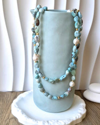 Nerissa Larimar and Pearl Necklace