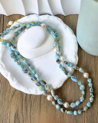 Nerissa Larimar and Pearl Necklace