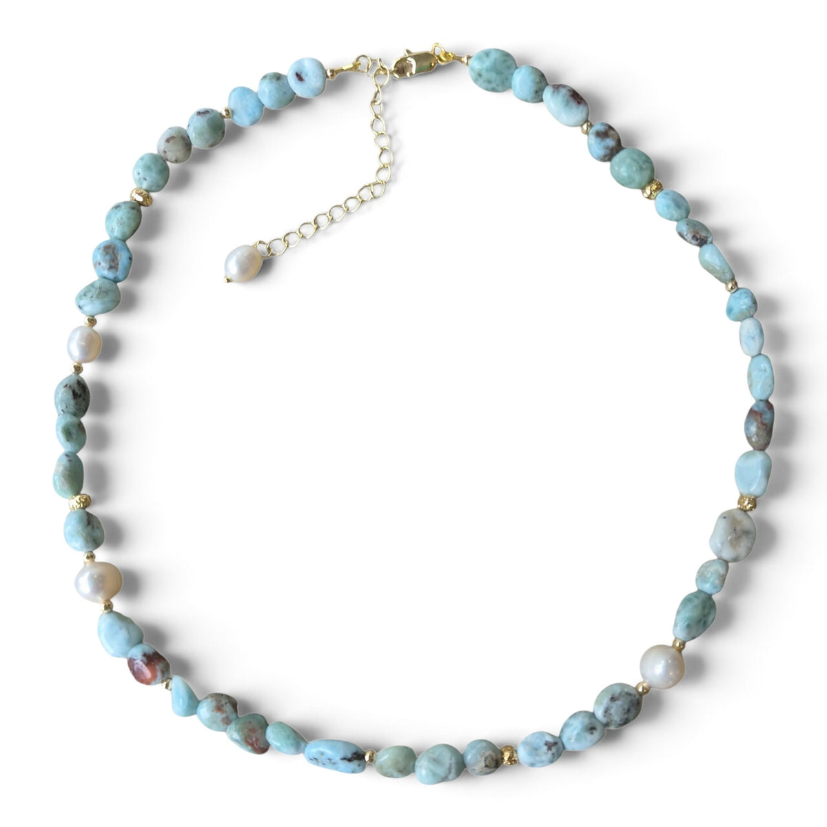 Nerissa Larimar and Pearl Necklace