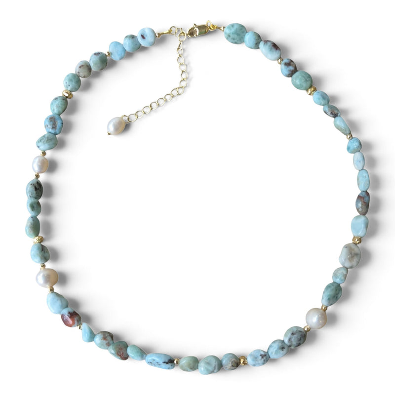 Nerissa Larimar and Pearl Necklace