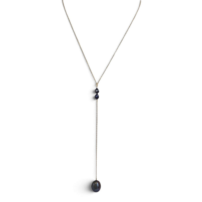Oahu Grey Freshwater Pearl Lariat Necklace