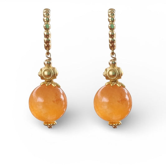 Orange Sherbet Jade Hoop Earrings