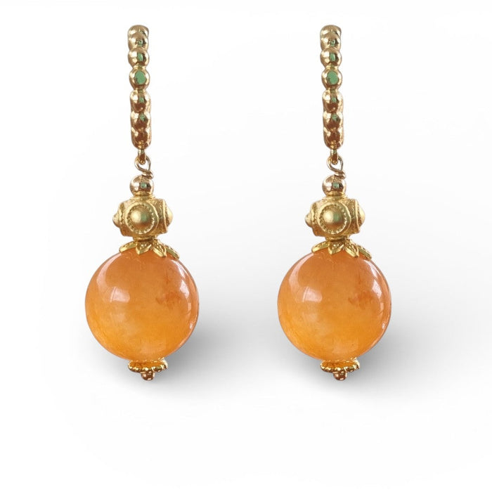 Orange Sherbet Jade Hoop Earrings