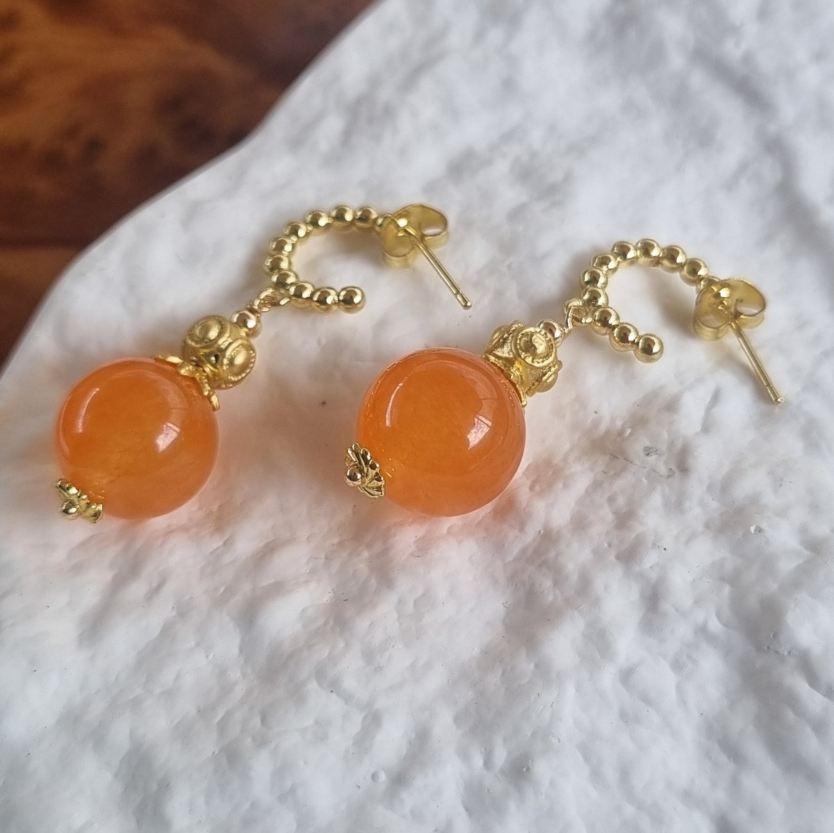 Orange Sherbet Jade Hoop Earrings