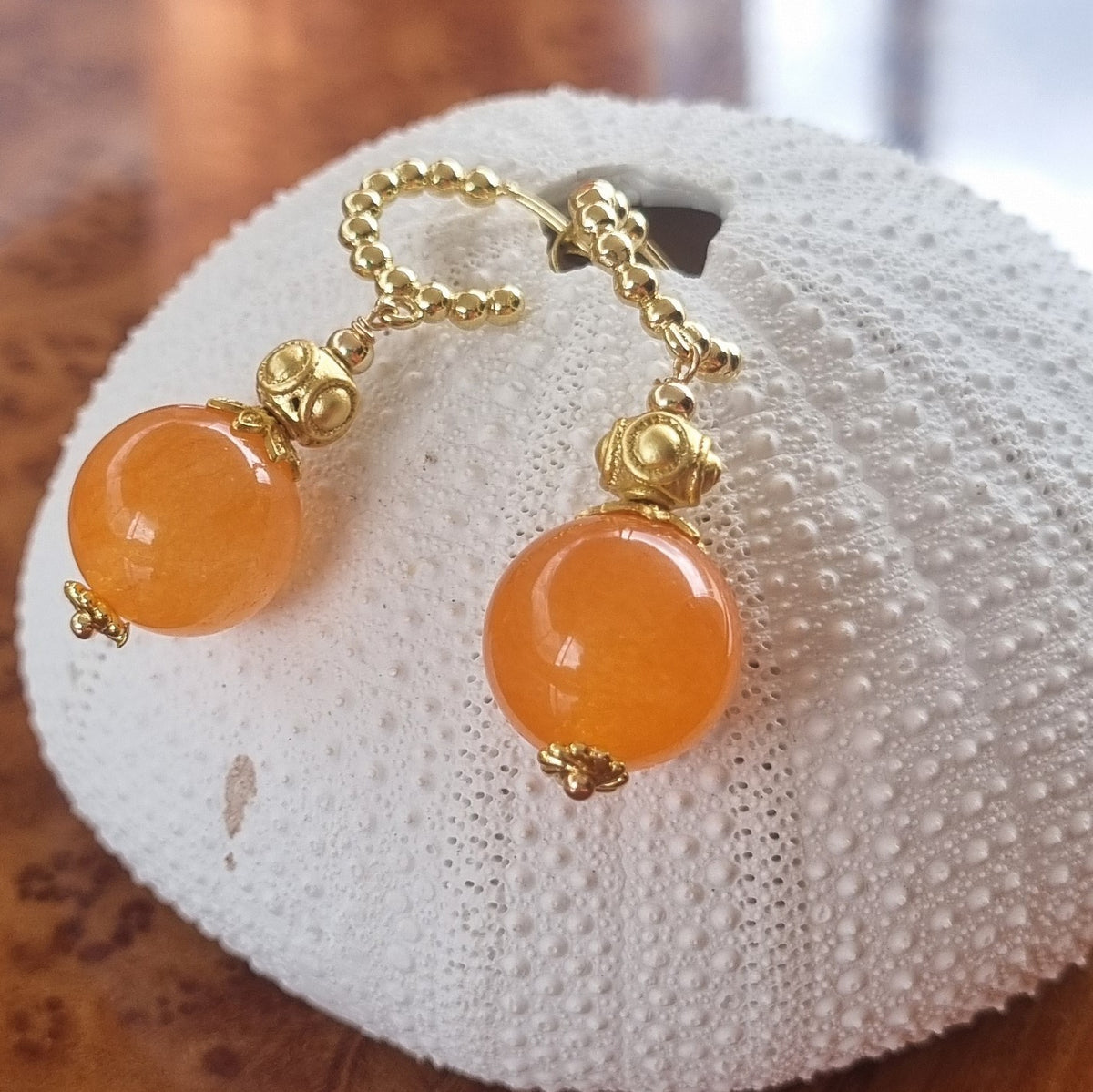 Orange Sherbet Jade Hoop Earrings