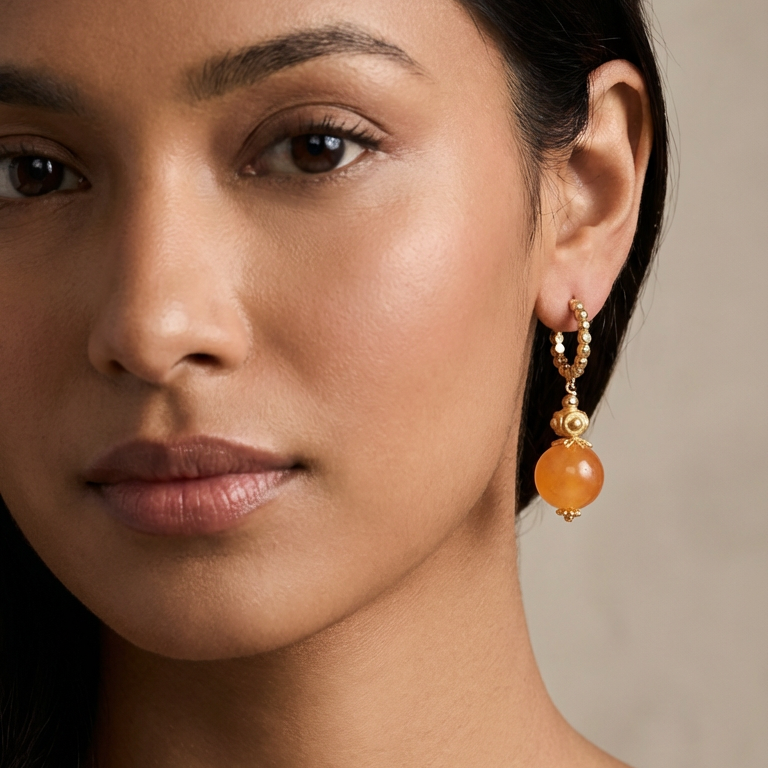 Orange Sherbet Jade Hoop Earrings