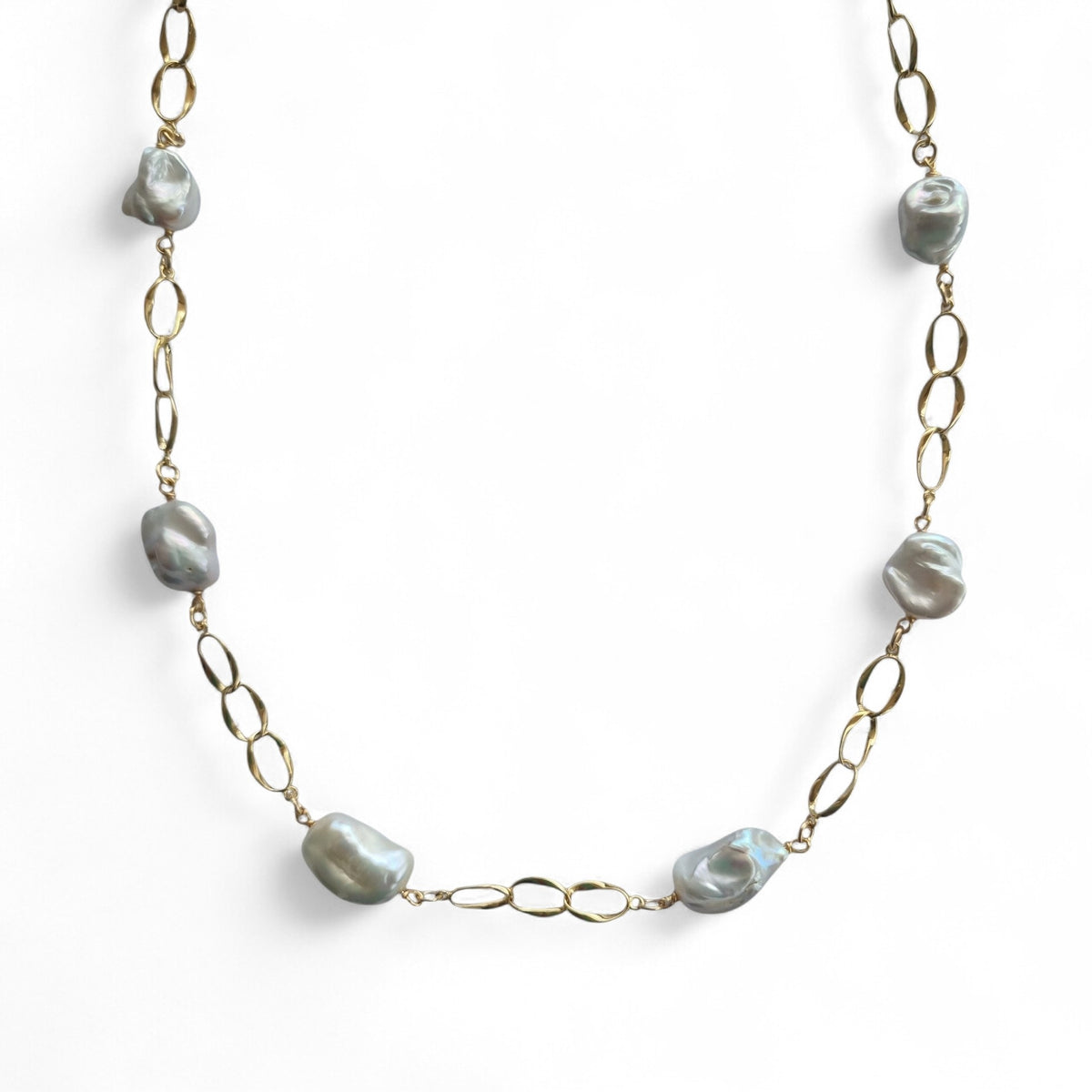 Pearlicious Keshi Pearl Chain Link Necklace