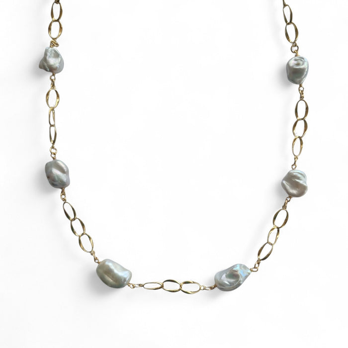 Pearlicious Keshi Pearl Chain Link Necklace